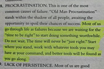 op deze afbeelding zie je een passage uit Think and Grow Rich