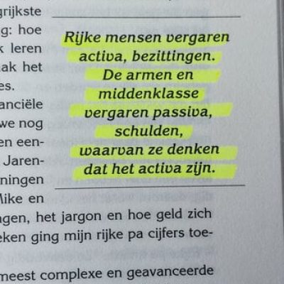 op deze afbeelding zie je een quote uit het boek Rijke pa arme pa